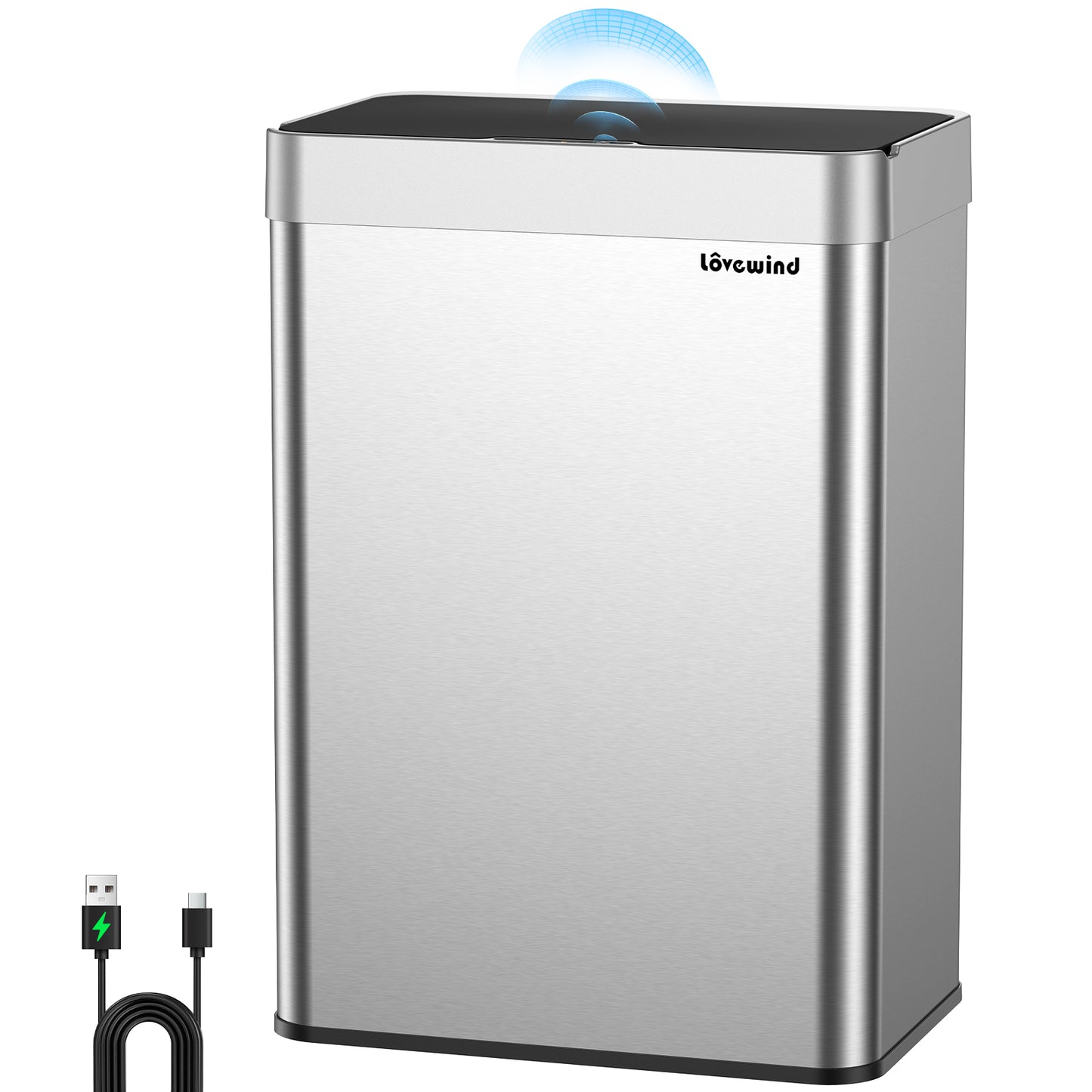 13.2 Gallon Automatic Kitchen Trash Can,Touchless Sensor Garbage Can,Silver