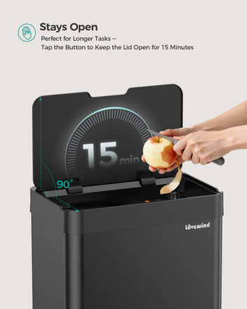 Kitchen Trash Can Touchless, 13 Gallon/50 L Stainless Steel Automatic Motion Sensor Trash Can, Type-C Rechargeable Garbage Can with Lid, Silent Close, Touchless Trash Bin for Home Kitchen, Black