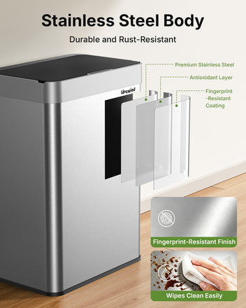 13.2 Gallon Automatic Kitchen Trash Can,Touchless Sensor Garbage Can,Silver