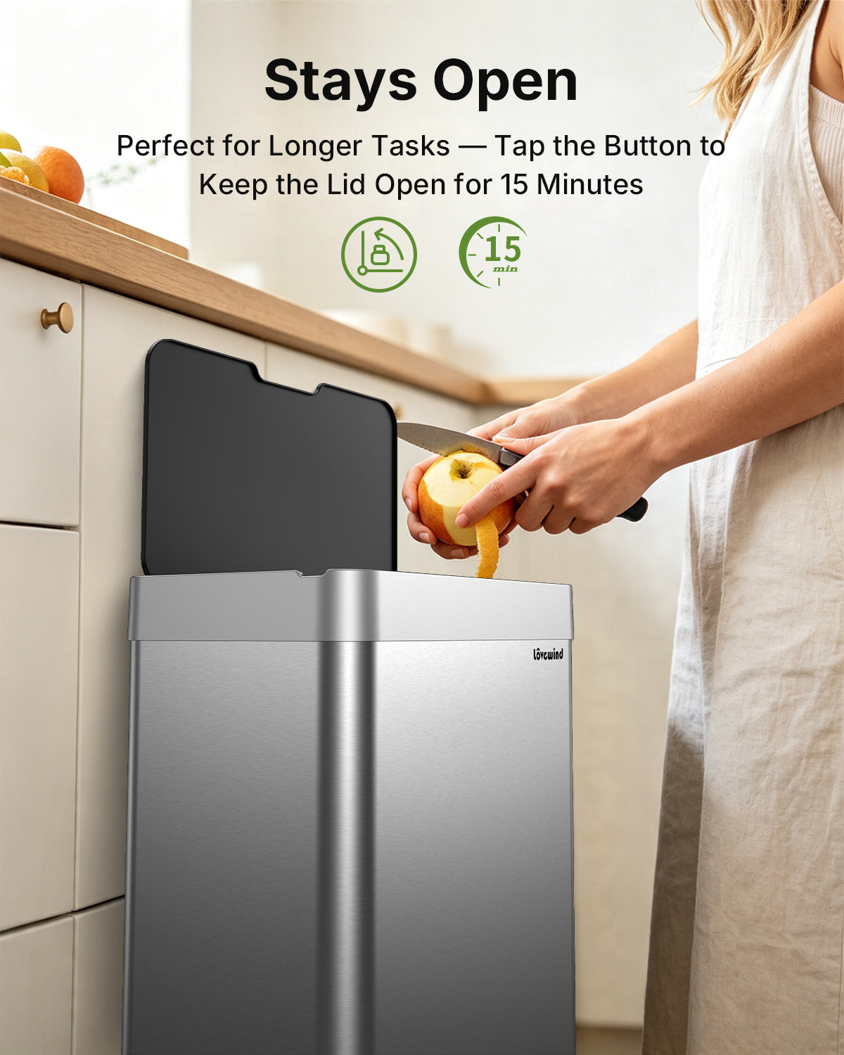 13.2 Gallon Automatic Kitchen Trash Can,Touchless Sensor Garbage Can,Silver